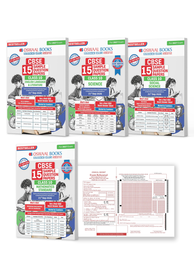CBSE 15 Sample Question Papers Class 10 Board Exams 2027 Set of 4 Books | English, Science, Social Science, Maths Standard + Exam Practice Answer Booklet Pack of 5