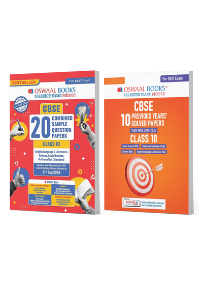 CBSE 20 Combined Sample Question Papers Class 10 | English, Science, Social Science, Maths Standard + 10 Previous Years Solved Papers 20172026 (Set of 2 Books) For Board Exams 2027