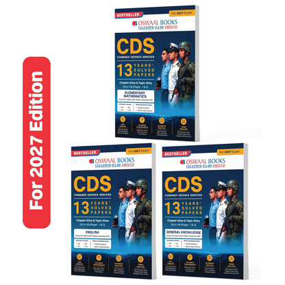 Oswaal CDS 13 Years’ Chapter-Wise & Topic-Wise Solved Papers | 2014–2026 (I & II) | Mathematics, English & General Knowledge | Set of 3 | 2 Sample Papers per Book | For 2027 Exam | With Oswaal AI