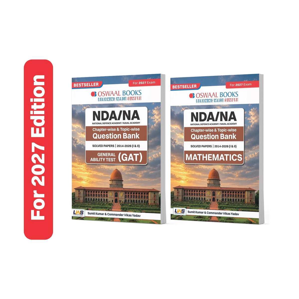 Oswaal NDA/NA 13 Years’ Chapter-Wise & Topic-Wise Solved Papers | 2014–2026 (I & II) | GAT & Mathematics | Set of 2 Books | By Sumit Kumar & Commander Vikas Yadav | For 2027 Exam | With Oswaal AI