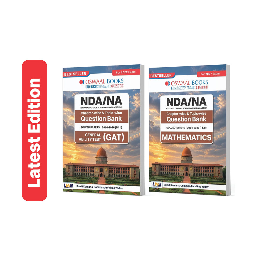 Oswaal NDA/NA 13 Years’ Chapter-Wise & Topic-Wise Solved Papers | 2014–2026 (I & II) | GAT & Mathematics | Set of 2 Books | By Sumit Kumar & Commander Vikas Yadav | For 2027 Exam | With Oswaal AI