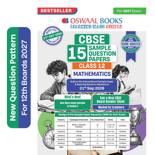 CBSE 15 Sample Question Papers Class 12 Board Exam Mathematics 2026-27 based on latest CBSE SQP dated (21 Sep 2026) | New Questions Typologies With Oswaal AI