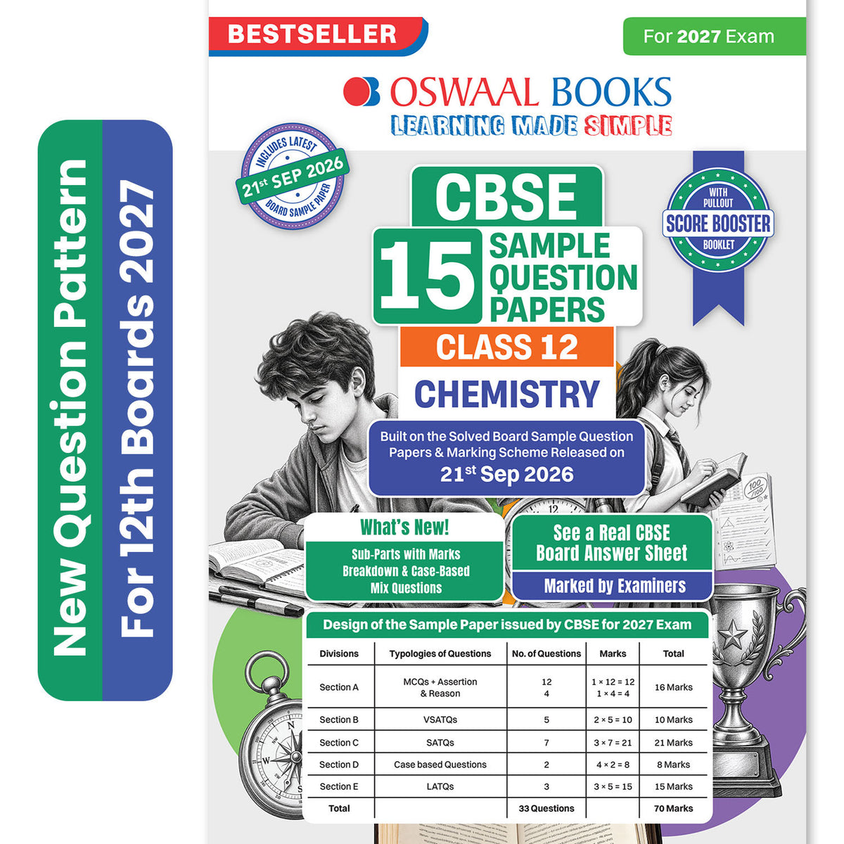 Oswaal CBSE 15 Sample Question Papers Class 12 Board Exam Chemistry 2026-27 based on latest CBSE SQP dated (21 Sep 2026) | New Questions Typologies With Oswaal AI