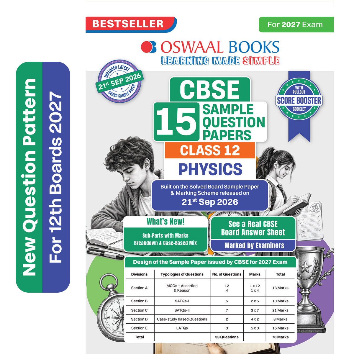 CBSE 15 Sample Question Papers Class 12 Board Exam Physics 2026-27 based on latest CBSE SQP dated (21 Sep 2026) | New Questions Typologies With Oswaal AI