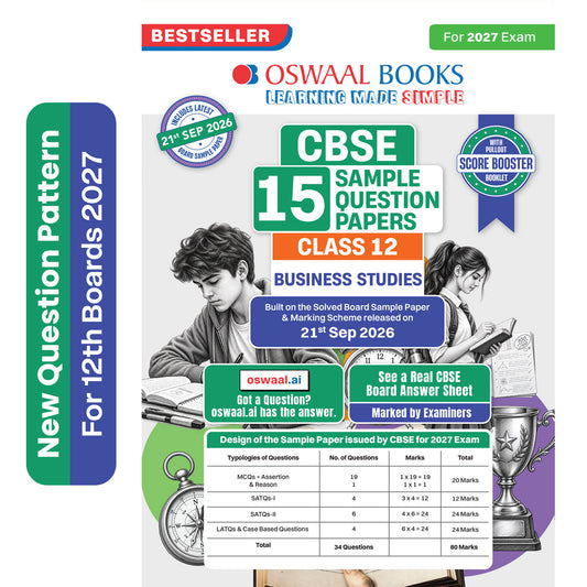CBSE 15 Sample Question Papers Class 12 Board Exam Business Studies 2026-27 based on latest CBSE SQP dated (21 Sep 2026) | New Questions Typologies With Oswaal AI