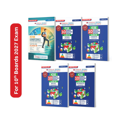 Oswaal ICSE Class 10, Competency Focused Questions + 10 Sample Question Papers Physics, Chemistry, Maths, Biology (Set of 5 Books) for 2027 Board Exams