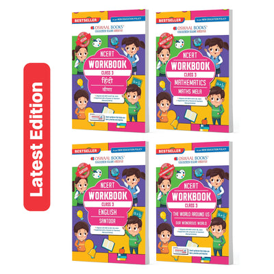 Oswaal NCERT & CBSE Workbooks Class 3 (Set of 4 Books) Hindi Veena, Mathematics Mela, English Santoor & Our Wondrous World (World Around Us) (For Latest Exam)