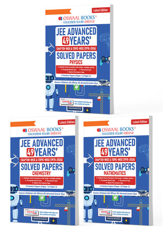 JEE Advanced Physics, Chemistry & Mathematics (Set of 3 Books) Question Bank | 49 Years’ Chapter-wise & Topic-wise |Solved Papers (1978-2026) |Revision Notes, | PYQs, Latest 2026 Paper & Oswaal AI