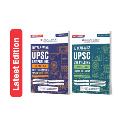 Oswaal UPSC CSE Prelims 10 Years Solved Papers | GS Paper 1 & 2 (Set of 2 Books) | CSAT | Year-wise 2017-2026 | Official Answer Keys | 10-Year Trend Analysis | For 2027 Exam