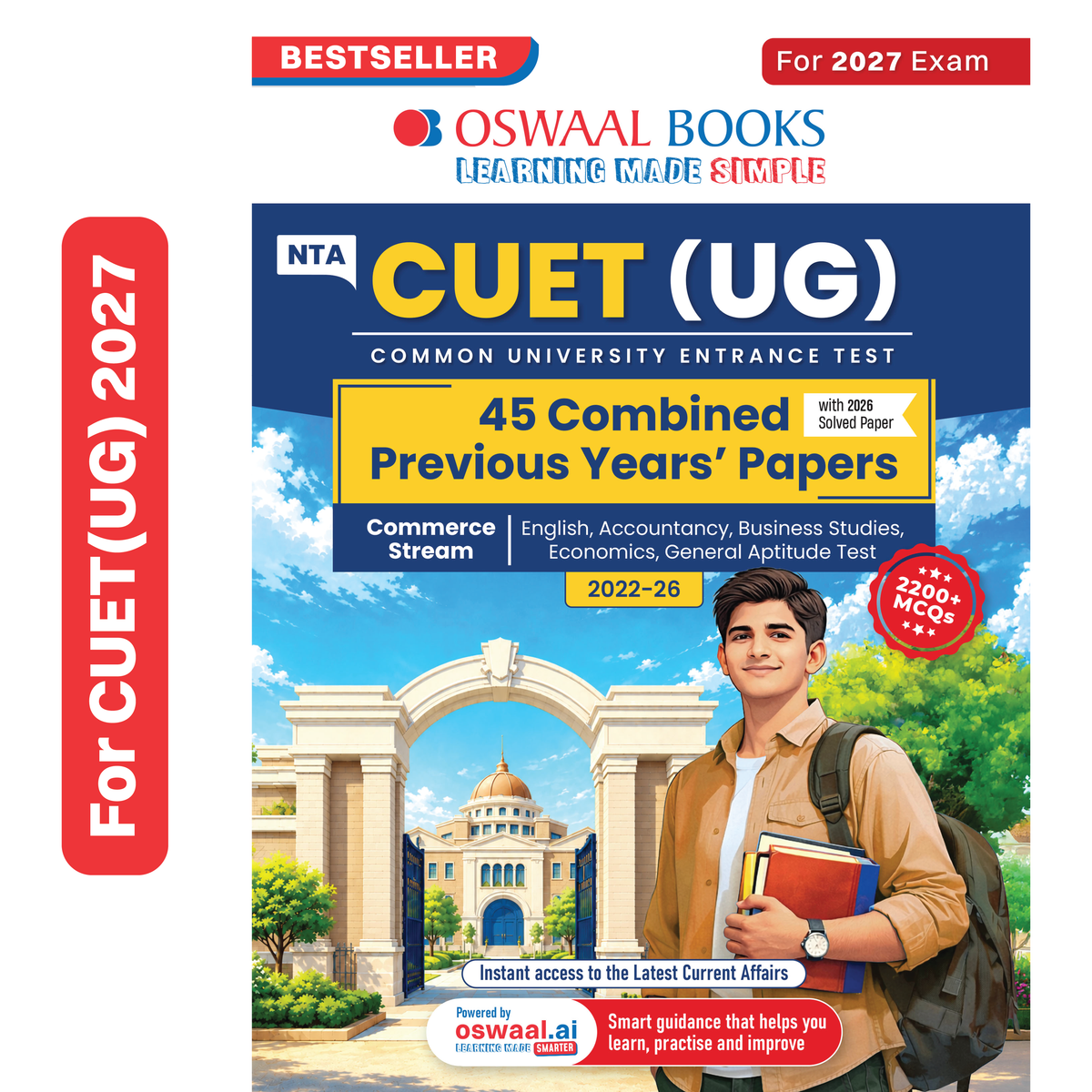 Oswaal NTA CUET (UG) 45 Combined Previous Years' Papers | Commerce Stream | PYQs (2022 – 2026) NCERT aligned MCQs | For 2027 Exam | With Oswaal AI