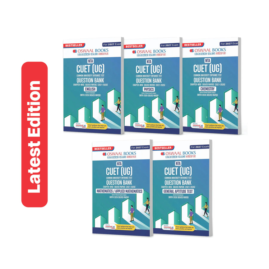 Oswaal NTA CUET (UG) Chapter-wise Solved Papers Question Bank | English, Physics, Chemistry, Math & General Test | Set of 5 Books | With Solved Paper 2026 | For 2027 Exam | With Oswaal AI