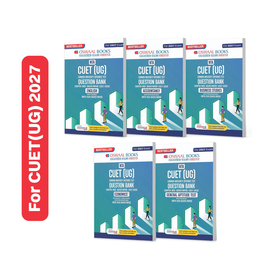 Oswaal NTA CUET (UG) Chapter-wise Solved Papers Question Bank | English, Accountancy, Business Studies, General Test & Economics | Set of 5 Books | With Solved Paper 2026 | For 2027 Exam | With Oswaal AI
