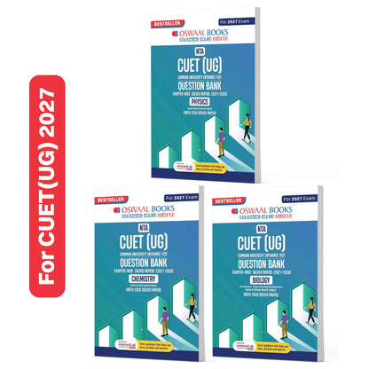Oswaal NTA CUET (UG) Chapter-wise Solved Papers Question Bank | Physics, Chemistry & Biology | Set of 3 Books | With Solved Paper 2026 | For 2027 Exam | With Oswaal AI