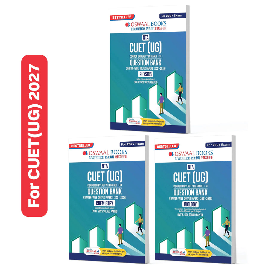 Oswaal NTA CUET (UG) Chapter-wise Solved Papers Question Bank | Physics, Chemistry & Biology | Set of 3 Books | With Solved Paper 2026 | For 2027 Exam | With Oswaal AI