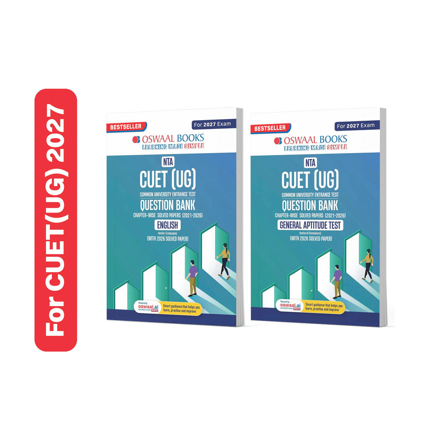 Oswaal NTA CUET (UG) Chapter-wise Solved Papers Question Bank | English & General Aptitude Test | Set of 2 Books | With Solved Paper 2026 | For 2027 Exam | With Oswaal AI