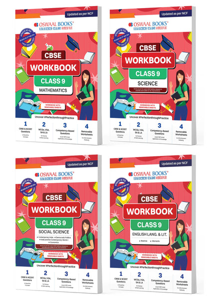 CBSE Workbook Class 9 | Mathematics | Science | Social Science | English Language & Literature | Set of 4 Books | Updated As Per NCF | For Better Results | For Latest Exam