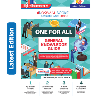 Oswaal One For All General Knowledge Book English Medium | Government & Competitive Exams – SSC, Banking, Railways RRB, Defence NDA/CDS, UPSC, PSC, Teaching, State Govt | For 2026-27 Exams