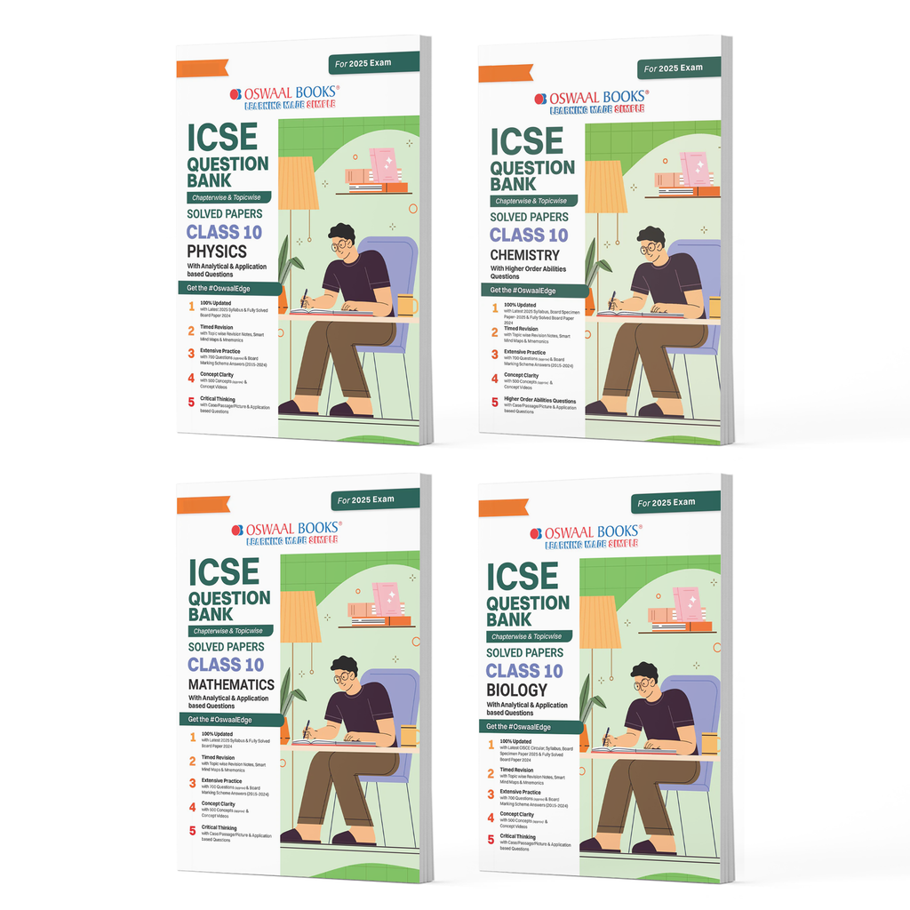 ICSE Question Bank Chapter-wise Topic-wise Class 10 (Set of 4 Books) Physics, Chemistry, Maths and Biology For 2025 Board Exams