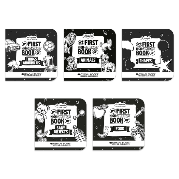 My First High Contrast Board Book Set of 5 for Infants Age 0-12 months | Black & White Books | Lil Legends