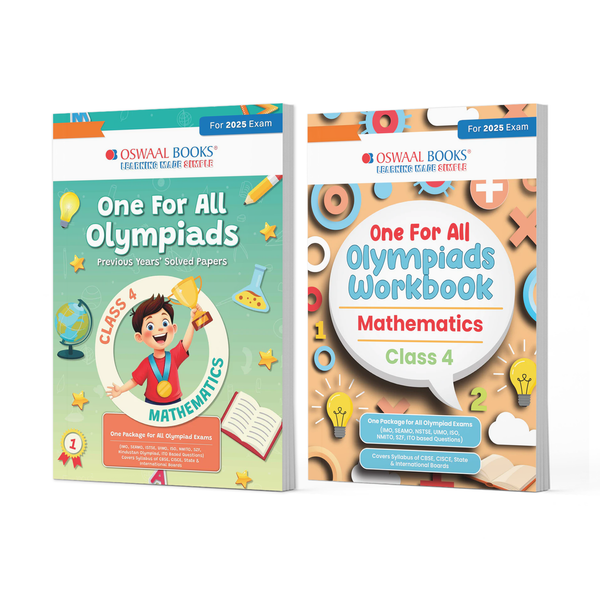 One For All Olympiads Class 4 Chapter-wise Previous Years's Solved Papers (Prep-Guide) + Workbook Maths (Set of 2 Books) For 2025 Exam