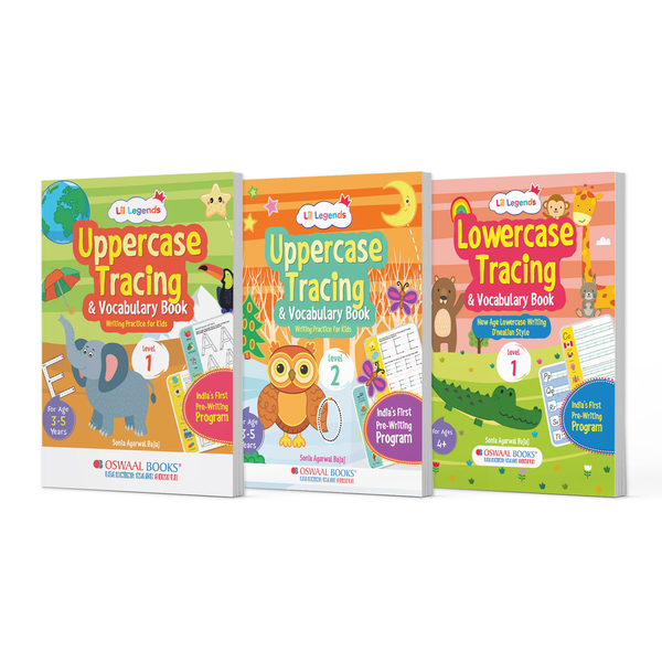 Lil Legends Alphabet Tracing & Vocabulary Book Bundle | Set of 3 for Kids | Uppercase & Lowercase Writing Practice | Ages 3–5 | Handwriting & Early Literacy Skills