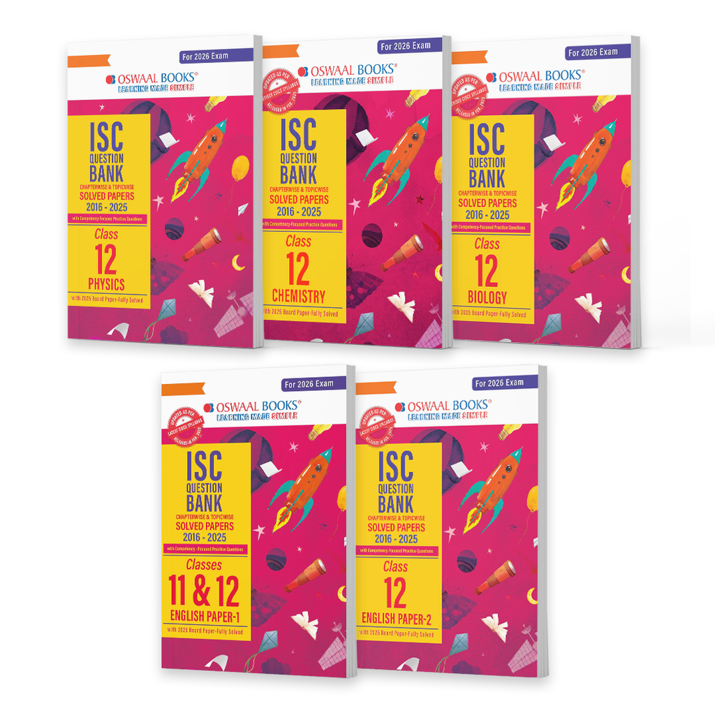 ISC Question Bank Chapter-wise Topic-wise Class 12 (Set of 5 Books) Physics, Chemistry, Biology, English Paper-1 & 2 For 2026 Board Exams