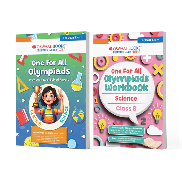 One For All Olympiads Class 8 Chapter-wise Previous Years's Solved Papers (Prep-Guide) + Workbook Science (Set of 2 Books) For 2025 Exam
