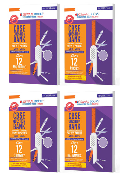CBSE Question Bank Class 12 Set of 4 Books | English Core | Physics | Chemistry | Mathematics | Chapterwise & Topicwise Solved Papers | For 2026 Board Exams