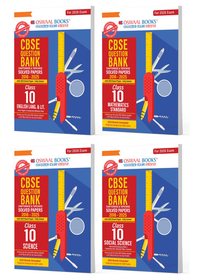 CBSE Question Bank Class 10 Set of 4 Books | English | Maths Standard | Science | Social Science | Chapterwise & Topicwise Solved Papers | For 2026 Board Exams