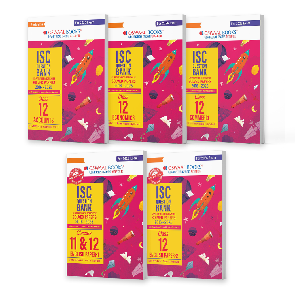 ISC Question Bank Chapter-wise Topic-wise Class 12 (Set of 5 Books) Accounts, Economics, Commerce, English Paper-1 & 2 For 2026 Board Exams