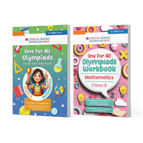 One For All Olympiads Class 8 Chapter-wise Previous Years's Solved Papers (Prep-Guide) + Workbook Maths (Set of 2 Books) For 2025 Exam
