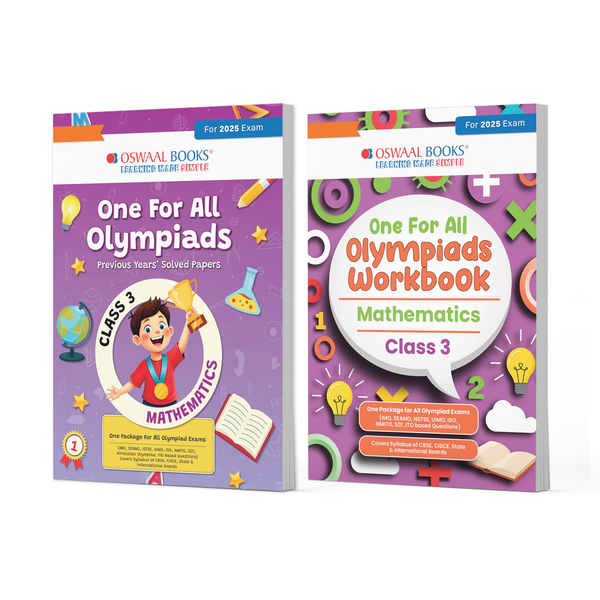 One For All Olympiads Class 3 Chapter-wise Previous Years's Solved Papers (Prep-Guide) + Workbook Maths (Set of 2 Books) For 2025 Exam