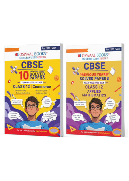 CBSE Previous Years' Solved Papers Yearwise (2016-2025) Class 12 Commerce  + CBSE Previous Years Solved Papers Year wise (2022-2025) Applied Mathematics (set of 2)(For 2026 Exam)