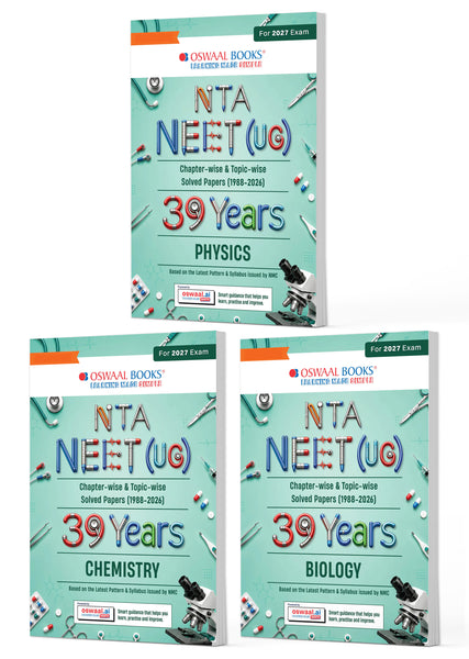 NEET 39 Years’ Chapter-wise & Topic-wise Question Bank-Physics, Chemistry And Biology (Set of 3 Books) (1988-2026) |3rd May 2026 Paper Fully Solved | With Revision Notes, Mind Maps & Mnemonics | Oswaal AI