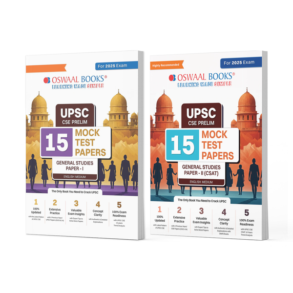 UPSC CSE Prelims 15 Mock Test Papers | Paper 1 & 2 | Set of 2 Books | for 2025
