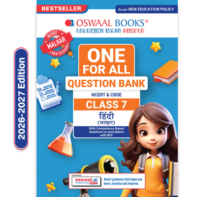 Oswaal CBSE Class-7 One for All Hindi (Malhar) For 2026-27 Exam | As Per Latest NCERT & CBSE Syllabus | Chapter-wise Question Bank, Revision Notes, Literature, Grammar & Competency Based Questions