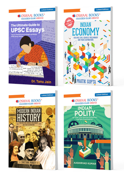 Ultimate UPSC Guide: Essays, Indian Polity, Indian Economy & Modern Indian History | Strategic Prep for Prelims & Mains |Set of 4| Latest Edition