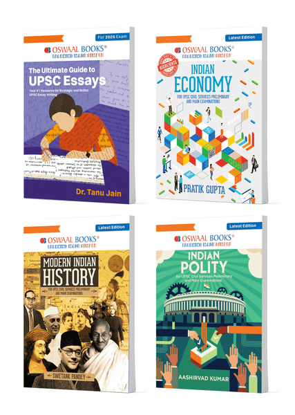 Ultimate UPSC Guide: Essays, Indian Polity, Indian Economy & Modern Indian History | Strategic Prep for Prelims & Mains |Set of 4| Latest Edition