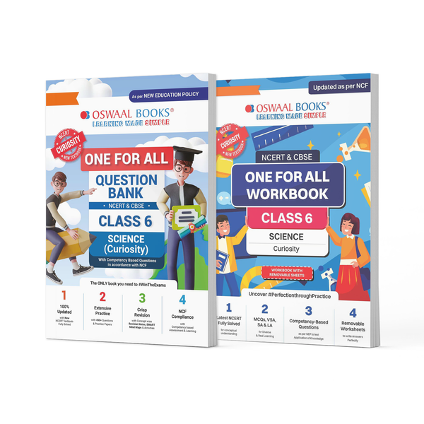 One For All Question Bank + One For All Workbook (NCERT & CBSE) Class 6 Science (Set Of 2 Books) | For Latest Exam