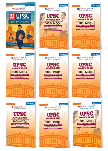 Power Bank 1000+ MCQs for UPSC| Modern History, Ancient & Medieval History ,Indian Polity, Indian Economy, Geography, Science & Technology, Ecology & Environment, Art & Culture + 31 years UPSC Question Bank | Set of 9