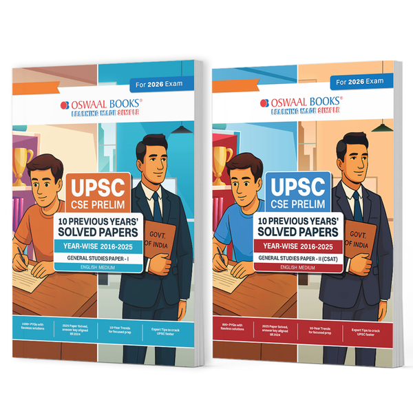UPSC CSE Prelims 10 Previous Years' Solved Papers | General Studies | Paper I & II | Year-Wise 2016-2025 | English Medium | Set of 2 Books | For 2026 Exam