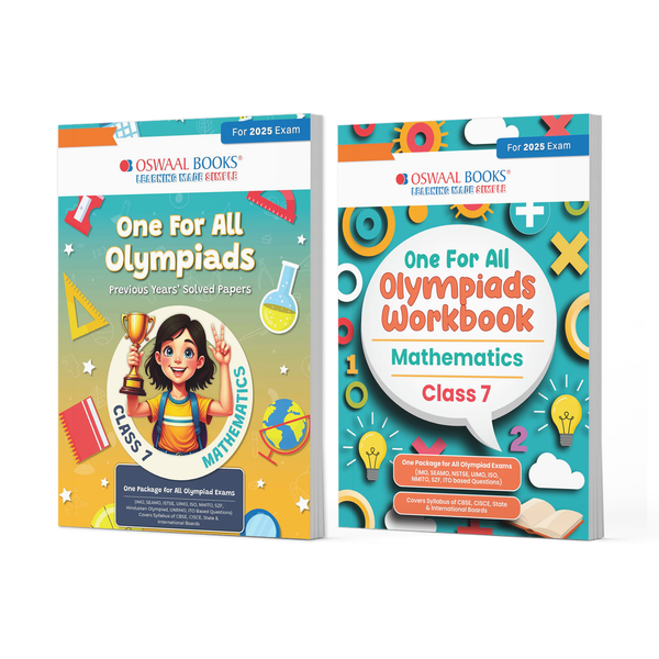 One For All Olympiads Class 7 Chapter-wise Previous Years's Solved Papers (Prep-Guide) + Workbook Maths (Set of 2 Books) For 2025 Exam