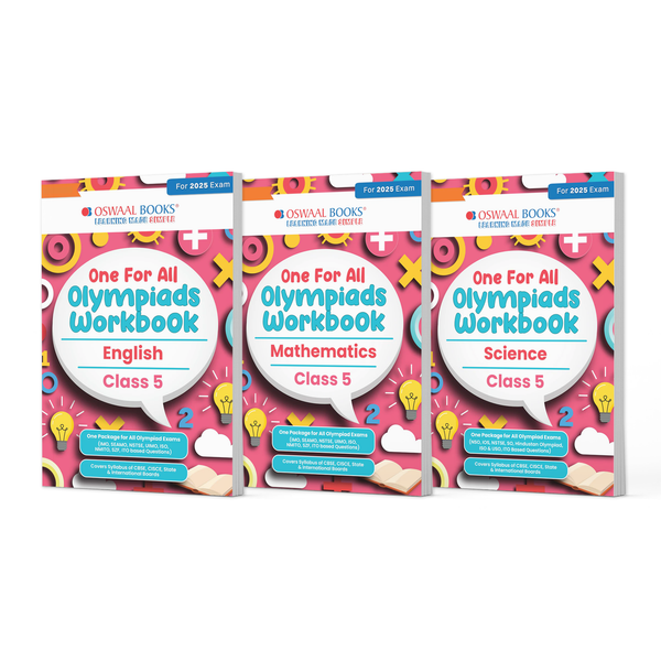 One For All Olympiad Workbook Class 5 (Set of 3 Books) Maths, Science & English For 2025 Exam