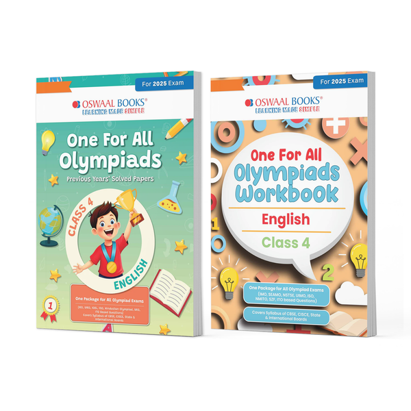 One For All Olympiads Class 4 Chapter-wise Previous Years's Solved Papers (Prep-Guide) + Workbook English (Set of 2 Books) For 2025 Exam