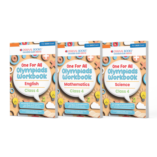 One For All Olympiad Workbook Class 4 (Set of 3 Books) Maths, Science & English For 2025 Exam