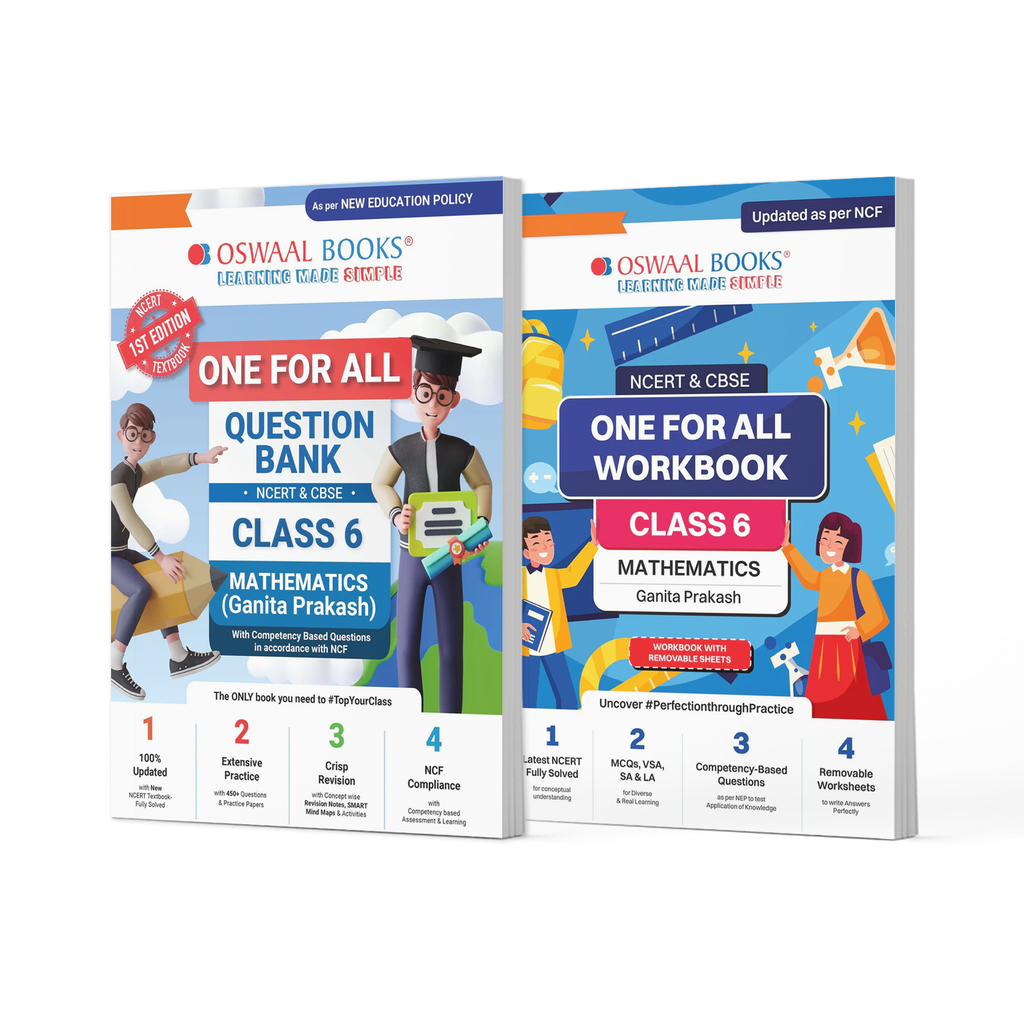 One For All Question Bank + One For All Workbook (NCERT & CBSE) Class 6 Mathematics (Set of 2 Books) | For Latest Exam