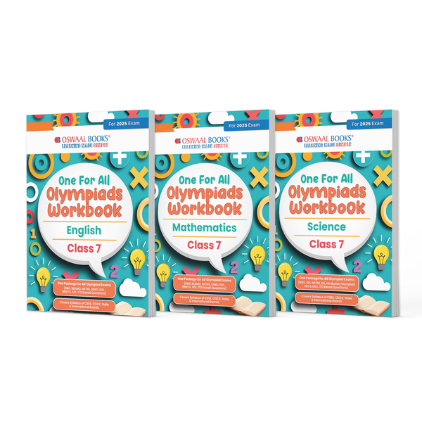 One For All Olympiad Workbook Class 7 (Set of 3 Books) Maths, Science & English For 2025 Exam