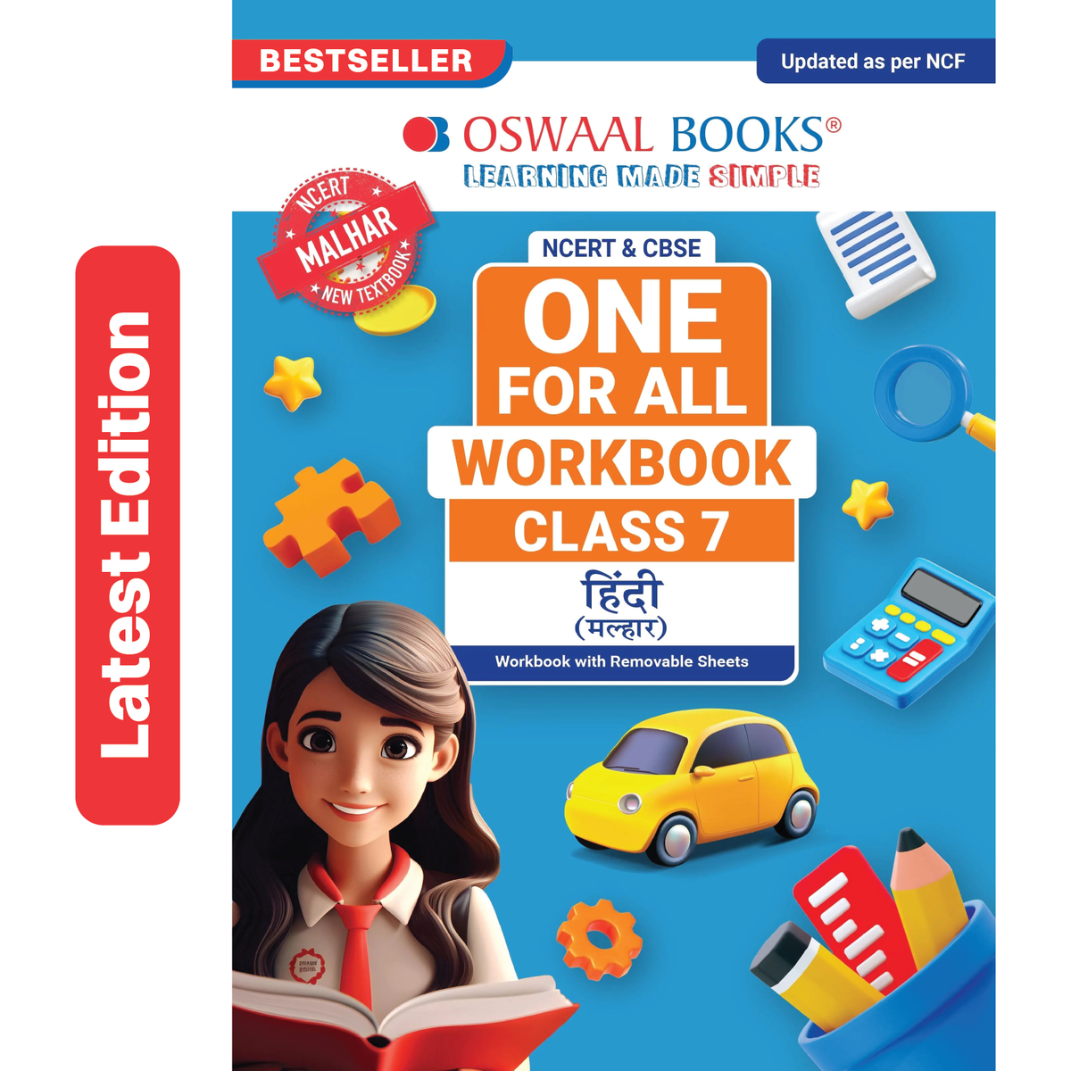 Oswaal One For All Workbook Class 7 Hindi | NCERT & CBSE | Latest Malhar | NCF Compliant | Competency-Based Assessment, Grammar Practice & Writing Skills