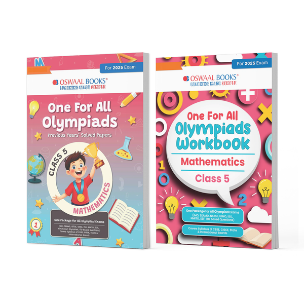 One For All Olympiads Class 5 Chapter-wise Previous Years's Solved Papers (Prep-Guide) + Workbook Maths (Set of 2 Books) For 2025 Exam