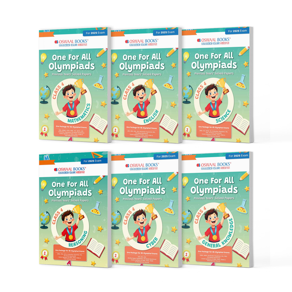 One For All Olympiad Chapter-wise Previous Years' Solved Papers, Prep-Guide Class 4 (Set of 6 Books) Maths, English, Science, Reasoning, Cyber & General Knowledge (For 2025 Exam)